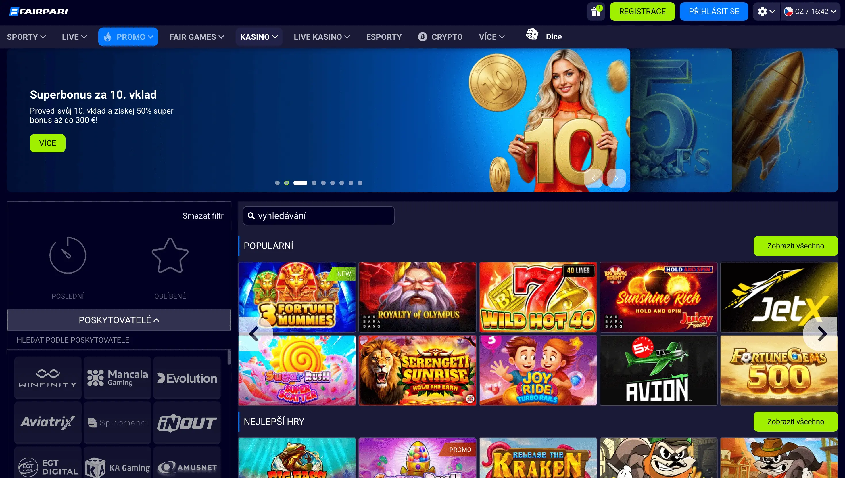 FairPari Casino – domovská stránka